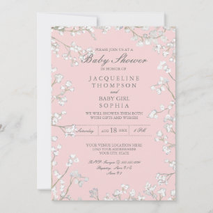 Invitation Couronne de fleurs de Gypsophile Shower de bébé Fi