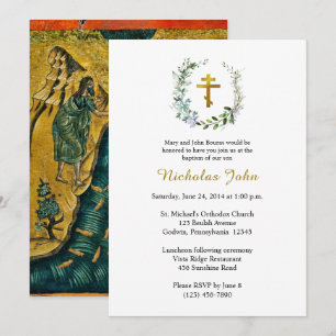 Invitation Couronne de fleurs de lilas d'eucalyptus Baptême o