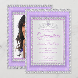 Invitation Couronne de Fleurs de Lilas pour Quinceañera Photo