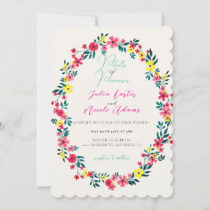 Invitation Couronne de fleurs de Madagascar rose Pervenche Ma