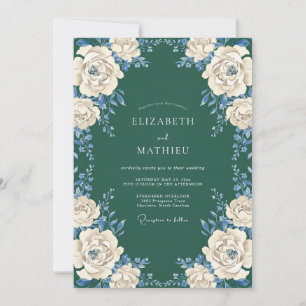 Invitation Couronne de fleurs de mariage Deep Green Floral