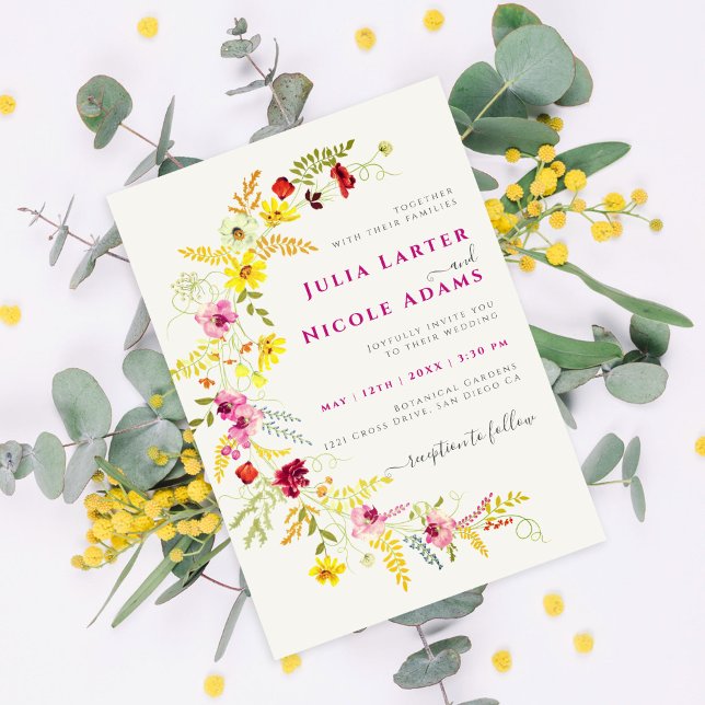 Invitation Couronne de fleurs de orchidées sauvages roses vio (Créateur téléchargé)