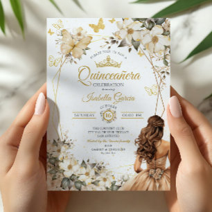 Invitation Couronne de fleurs de papillons de Tiare Dorée Bei