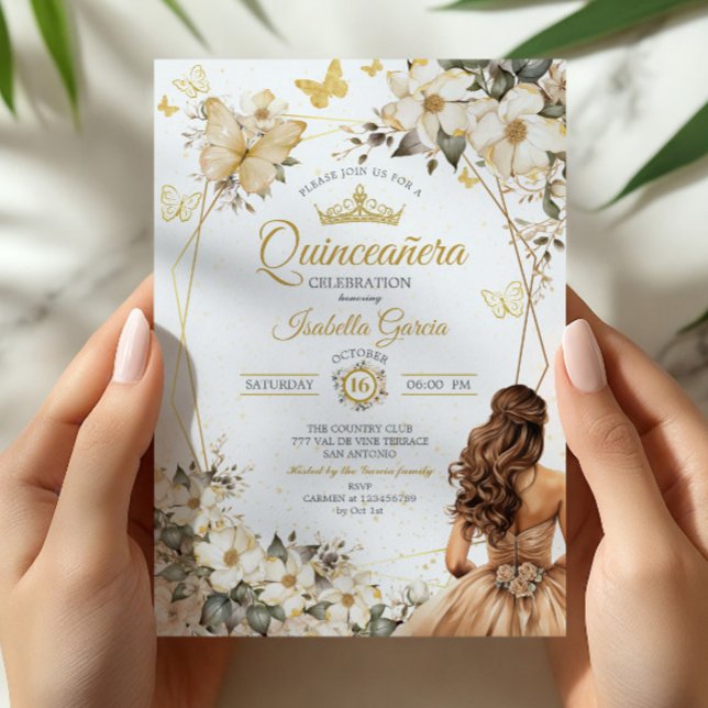 Invitation Couronne de fleurs de papillons de Tiare Dorée Bei (Créateur téléchargé)