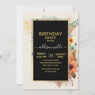 Invitation Couronne de fleurs de renard aquarelle