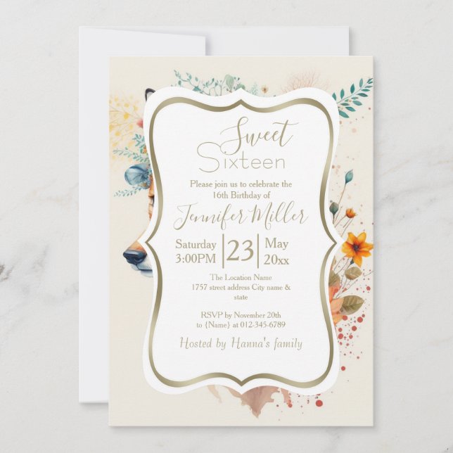 Invitation Couronne de fleurs de renard aquarelle (Devant)