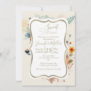 Invitation Couronne de fleurs de renard aquarelle