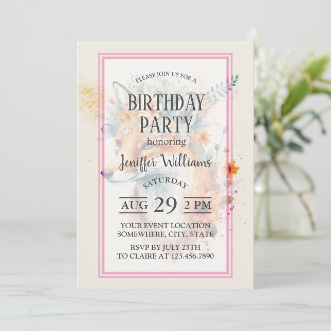 Invitation Couronne de fleurs de renard aquarelle (Debout devant)