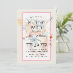 Invitation Couronne de fleurs de renard aquarelle