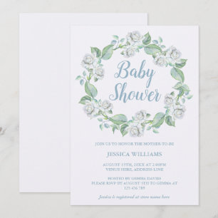 Invitation Couronne de fleurs de roses blanches Pretty Baby S