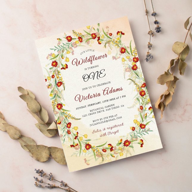 Invitation Couronne de fleurs de souci sauvage pour anniversa (Créateur téléchargé)