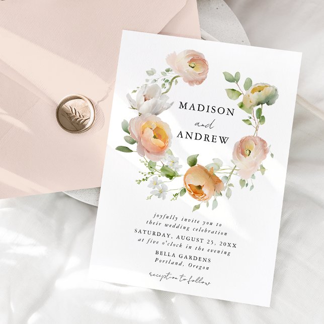 Invitation Couronne de fleurs délicate de printemps pour mari (Créateur téléchargé)