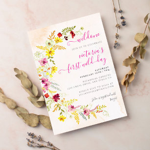 Invitation Couronne de fleurs d'orchidée sauvage rose pourpre