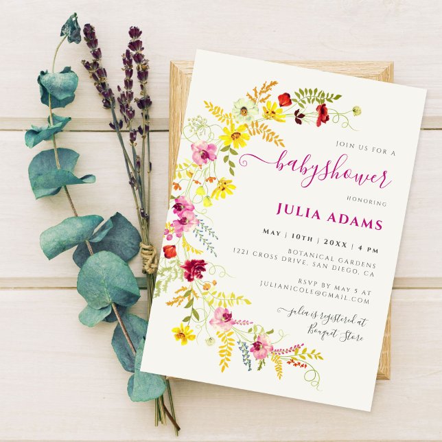 Invitation Couronne de fleurs d'orchidées sauvages violettes  (Créateur téléchargé)