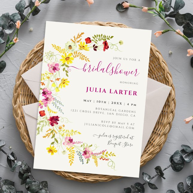 Invitation Couronne de fleurs d'orchidées sauvages violettes  (Créateur téléchargé)