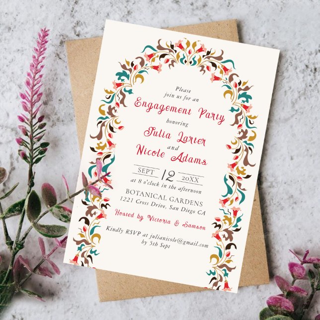 Invitation Couronne de fleurs élégante moderne pour fête de f (Créateur téléchargé)