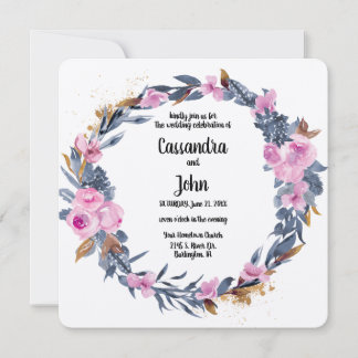 Invitation Couronne de fleurs jolie mariage