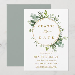 Invitation Couronne de fleurs or pour changement de date de m