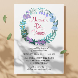 Invitation Couronne de fleurs pour brunch de la fête des mère