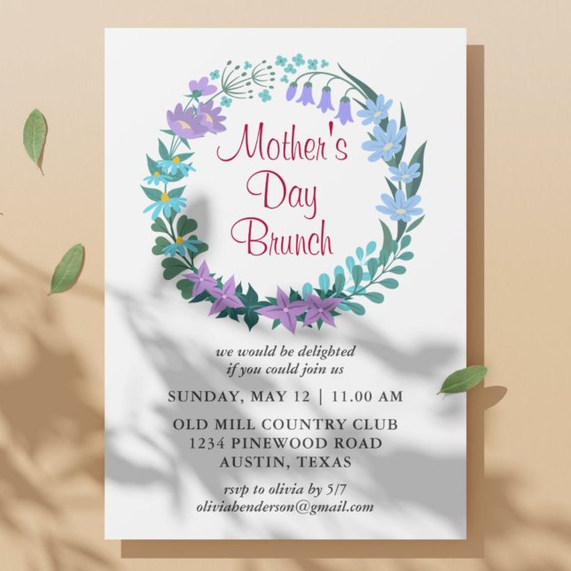 Invitation Couronne de fleurs pour brunch de la fête des mère (Créateur téléchargé)