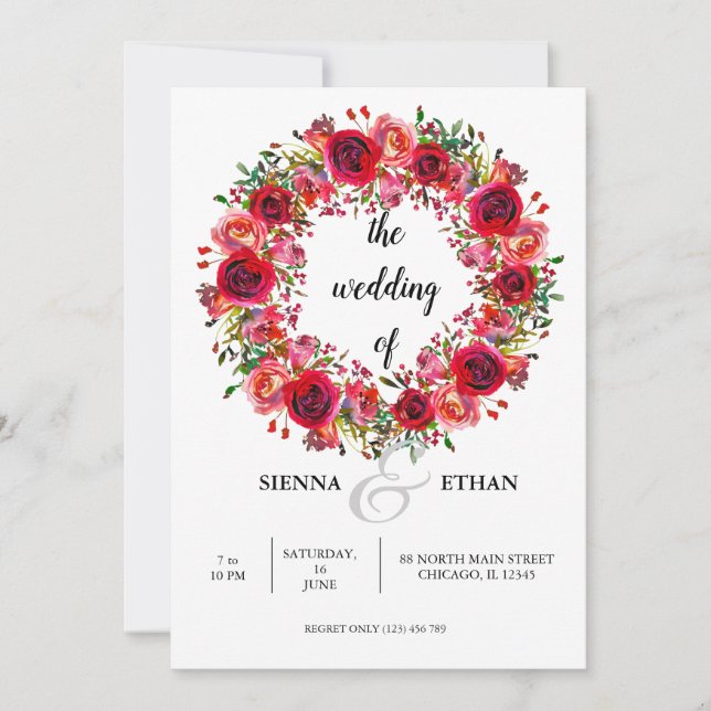 Invitation Couronne de fleurs pour toutes occasions (Devant)