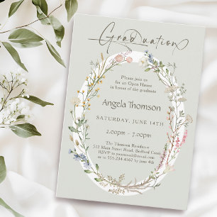 Invitation Couronne de fleurs sauvages aquarelle photo de rem
