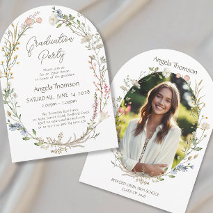 Invitation Couronne de fleurs sauvages aquarelle photo remise