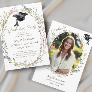 Invitation Couronne de fleurs sauvages aquarelle photo remise