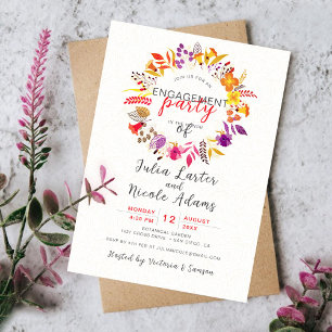 Invitation Couronne de Fleurs Sauvages Bohème pour une Fête d