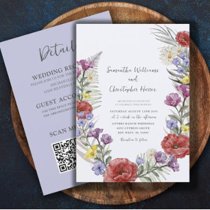 Invitation Couronne de fleurs sauvages bohème Tout-en-un Mari