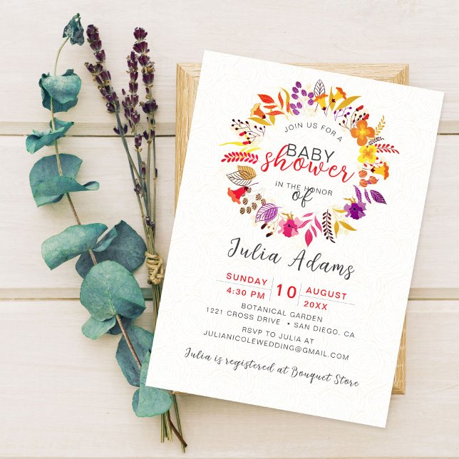 Invitation Couronne de fleurs sauvages boho automne Feuillage (Créateur téléchargé)