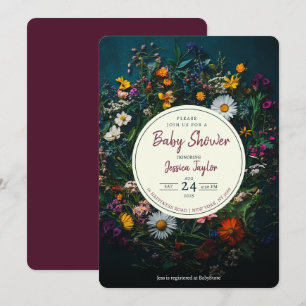 Invitation Couronne de fleurs sauvages Boho pour Baby Shower