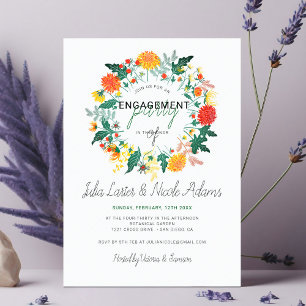 Invitation Couronne de fleurs sauvages de Dahlia pastel pour