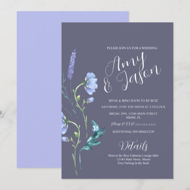 Invitation Couronne de fleurs sauvages de printemps mariage v (Devant / Derrière)