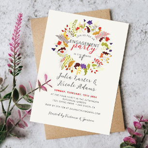 Invitation Couronne de fleurs sauvages en bois exotique pour