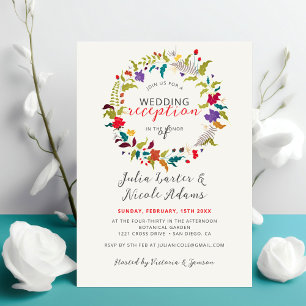 Invitation Couronne de fleurs sauvages en bois exotique pour