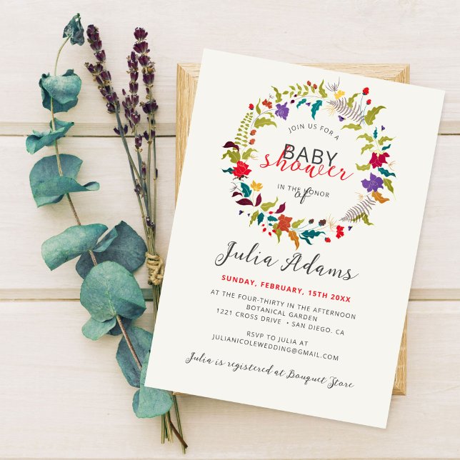 Invitation Couronne de fleurs sauvages exotiques de la forêt  (Créateur téléchargé)