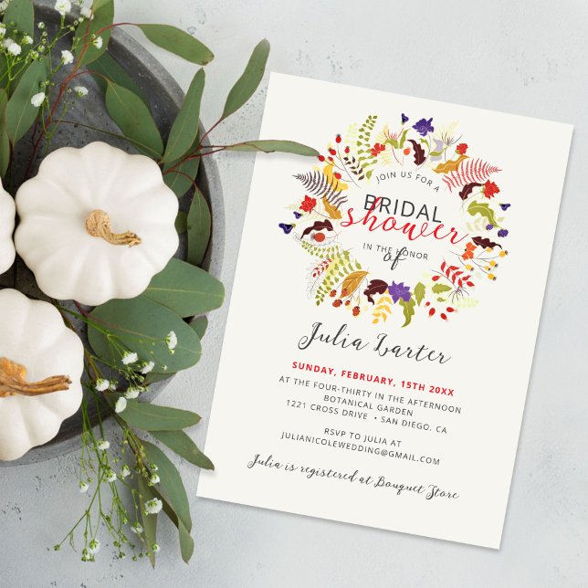 Invitation Couronne de fleurs sauvages exotiques de la forêt  (Créateur téléchargé)
