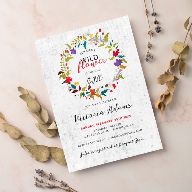 Invitation Couronne de fleurs sauvages exotiques de la forêt  (Créateur téléchargé)