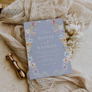 Invitation Couronne de fleurs sauvages pastel belle Mariage