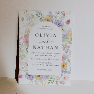 Invitation Couronne de fleurs sauvages pastel vibrant mariage