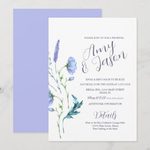 Invitation Couronne de fleurs sauvages printanières lavande a