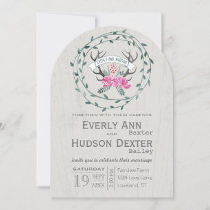 Invitation Couronne de forêt rustique bois de cerf Mariage