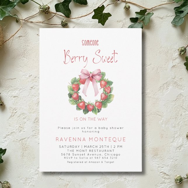 Invitation Couronne de fraises douce bébé Fête prénatale  (Créateur téléchargé)