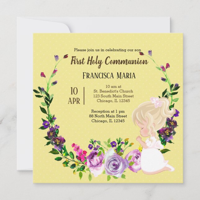 Invitation Couronne de la Sainte Communion * choisir la coule (Devant)