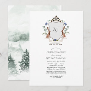 Invitation Couronne de laurier de la forêt Monogramme Célébra