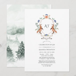 Invitation Couronne de laurier de la forêt Monogramme Célébra