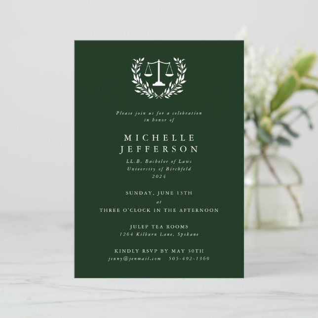Invitation Couronne de laurier de qualifications en droit ver (Debout devant)