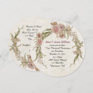 Invitation couronne de laurier floral pour le Mariage Vow Ren