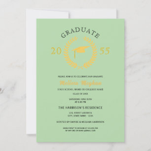 Invitation Couronne de laurier formelle élégante Chapeau doré